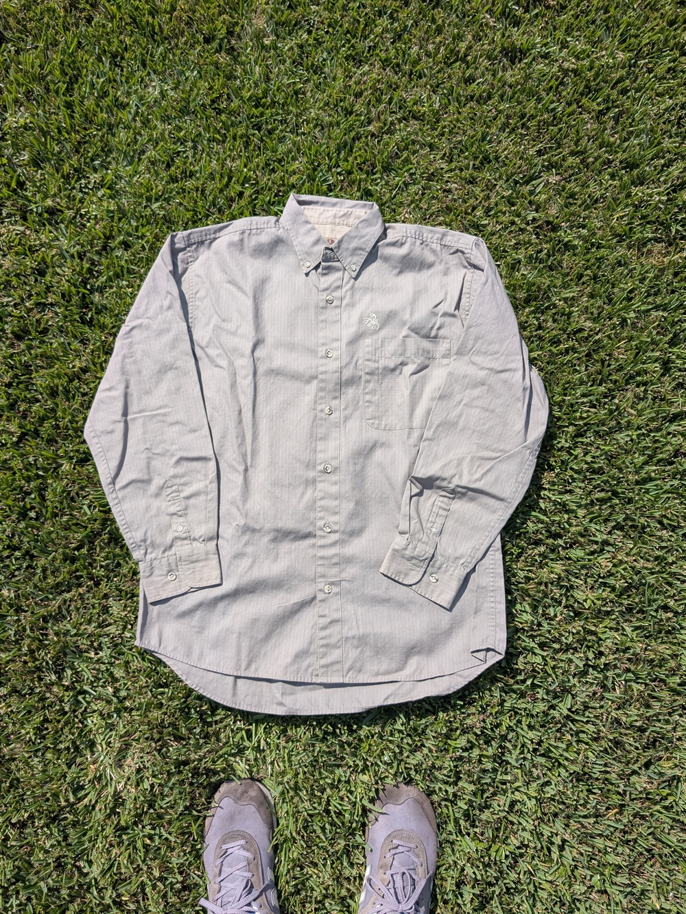 Mossy Oak LS Plateau Shirt Size L Grey Cotton Long Sleeve Button Down
